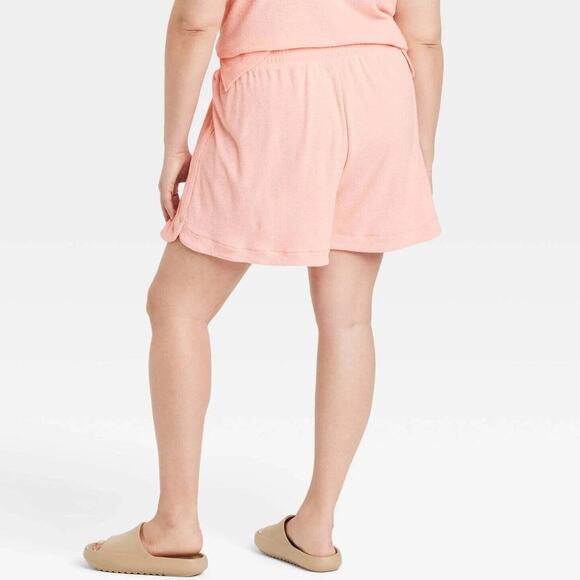 A New Day Blush Pink Mid-Rise Terry Cloth Pull-On Shorts 4X NEW - Picture 2 of 5